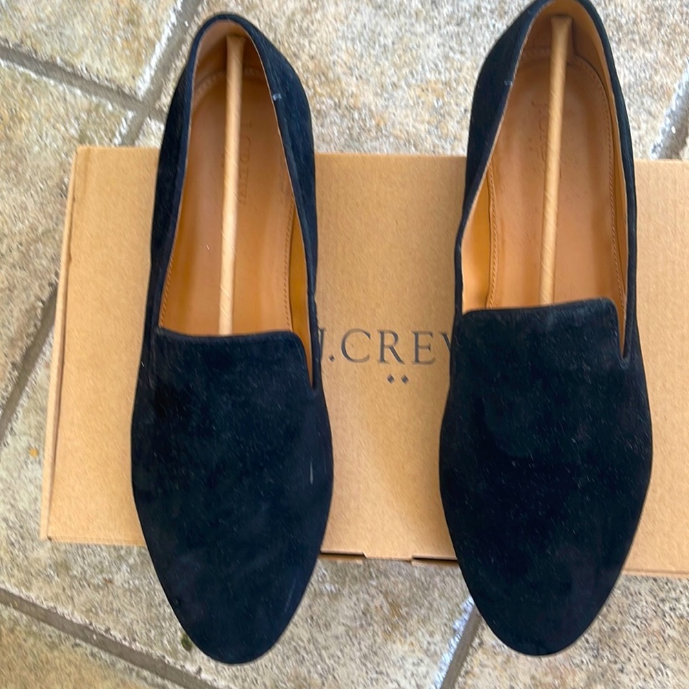 Black suede J. Crew loafer. Worn once but did not fit right for me.